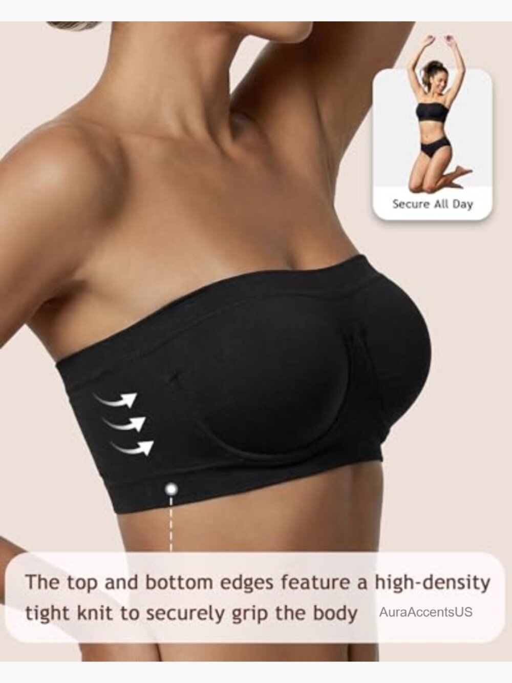 Non Padded Strapless Bra Underwire Bandeau Seamless Multiway Supportive Tube Top View 3